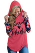 Sexy Floral Raglan Sleeve Rosy Blessed Mama Hoodie